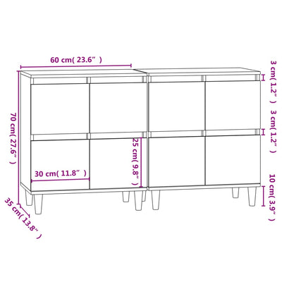 Senkit 2 kpl betoninharmaa 60x35x70 cm tekninen puu