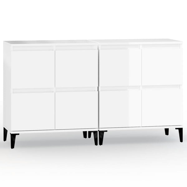 Senkit 2 kpl korkeakiilto valkoinen 60x35x70 cm tekninen puu