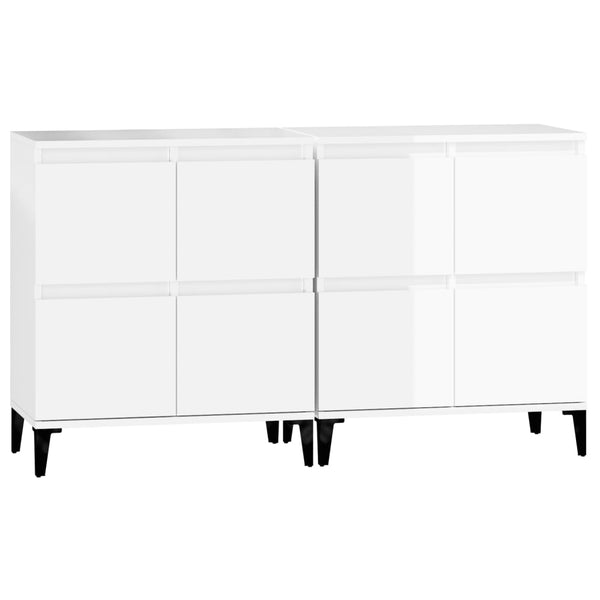 Senkit 2 kpl korkeakiilto valkoinen 60x35x70 cm tekninen puu