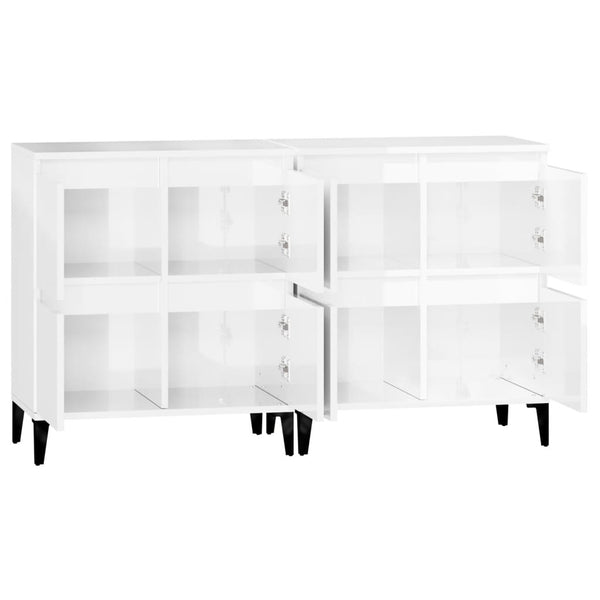 Senkit 2 kpl korkeakiilto valkoinen 60x35x70 cm tekninen puu