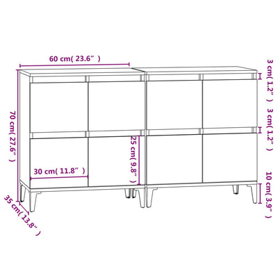 Senkit 2 kpl Sonoma tammi 60x35x70 cm tekninen puu