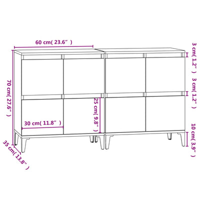 Senkit 2 kpl savutammi 60x35x70 cm tekninen puu