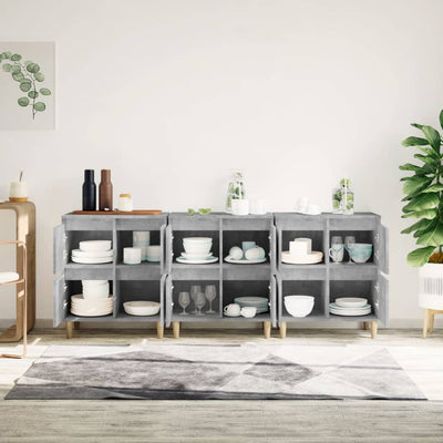 Senkit 3 kpl betoninharmaa 60x35x70 cm tekninen puu