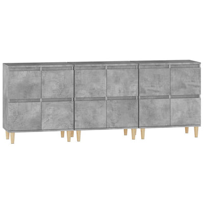 Senkit 3 kpl betoninharmaa 60x35x70 cm tekninen puu