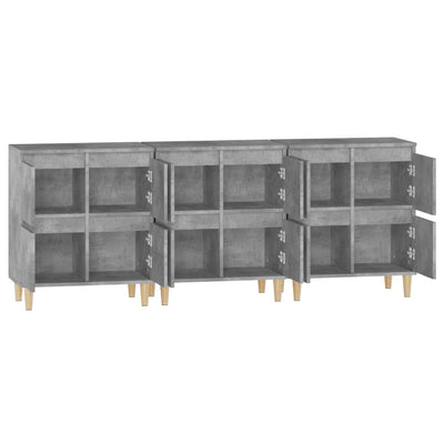 Senkit 3 kpl betoninharmaa 60x35x70 cm tekninen puu