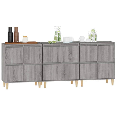 Senkit 3 kpl harmaa Sonoma 60x35x70 cm tekninen puu