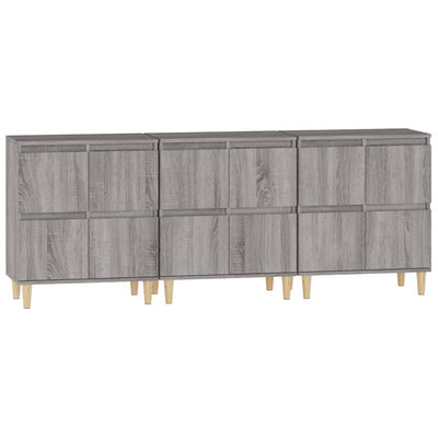 Senkit 3 kpl harmaa Sonoma 60x35x70 cm tekninen puu