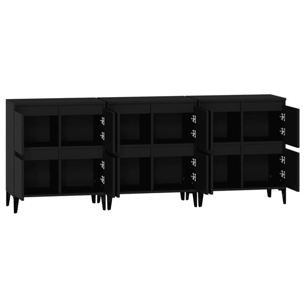 Senkit 3 kpl musta 60x35x70 cm tekninen puu