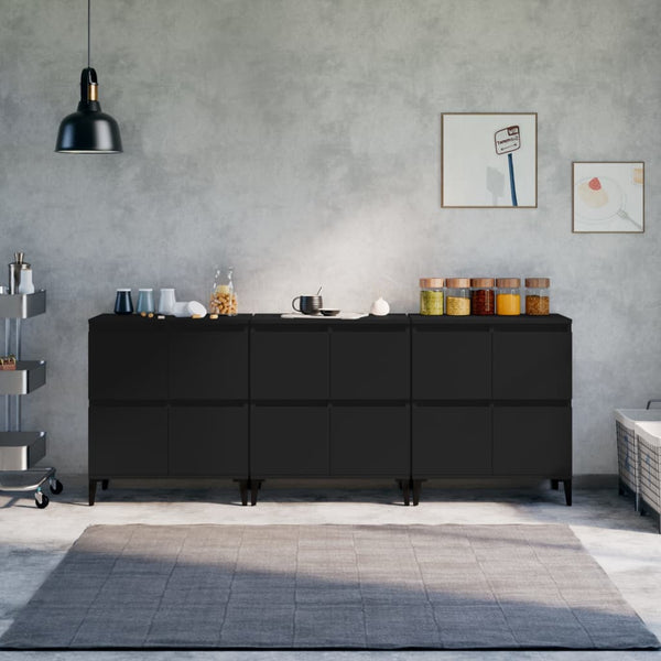 Senkit 3 kpl musta 60x35x70 cm tekninen puu