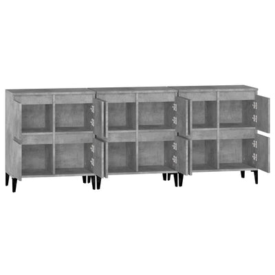 Senkit 3 kpl betoninharmaa 60x35x70 cm tekninen puu