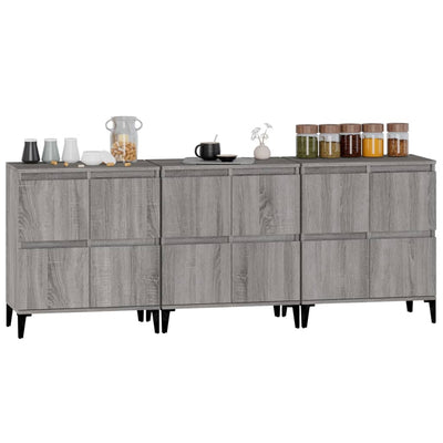 Senkit 3 kpl harmaa Sonoma 60x35x70 cm tekninen puu