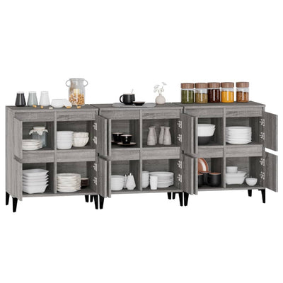 Senkit 3 kpl harmaa Sonoma 60x35x70 cm tekninen puu