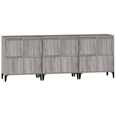 Senkit 3 kpl harmaa Sonoma 60x35x70 cm tekninen puu