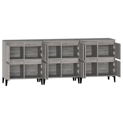 Senkit 3 kpl harmaa Sonoma 60x35x70 cm tekninen puu