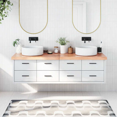 Ruskea kylpyhuoneen työtaso Hencz 180x50x(2-6)cm (käsitelty täyspuu)