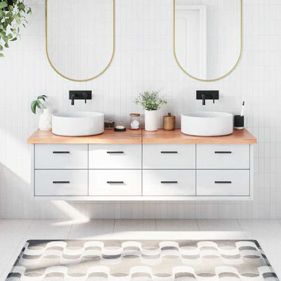 Ruskea kylpyhuoneen työtaso Hencz 180x60x(2-4)cm (käsitelty täyspuu)