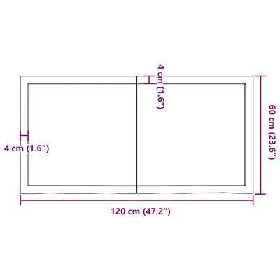 Ruskea kylpyhuoneen työtaso Hencz 120x60x(2-6)cm (käsitelty täyspuu)