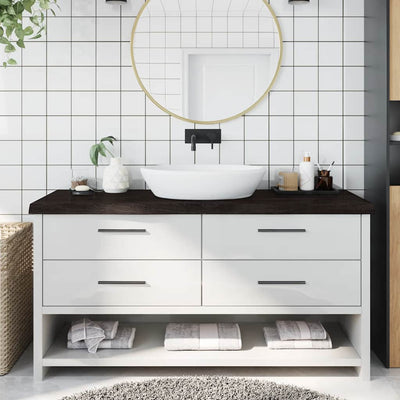 Ruskea kylpyhuoneen työtaso Hencz 160x60x(2-6)cm (käsitelty täyspuu)