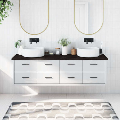 Ruskea kylpyhuoneen työtaso Hencz 180x60x(2-4)cm (käsitelty täyspuu)