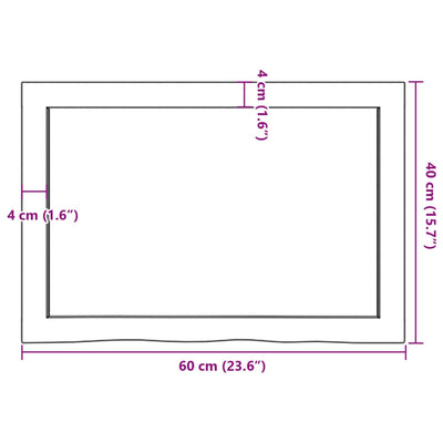 Pöytälevy 60x40x(2-6) cm käsittelemätön täystammi