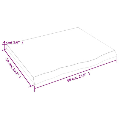 Pöytälevy 60x50x(2-4) cm käsittelemätön täystammi