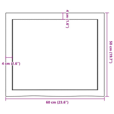 Pöytälevy 60x50x(2-4) cm käsittelemätön täystammi