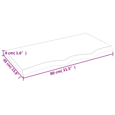 Pöytälevy 80x40x(2-4) cm käsittelemätön täystammi