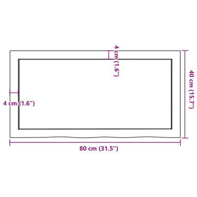 Pöytälevy 80x40x(2-4) cm käsittelemätön täystammi