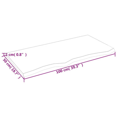 Pöytälevy 100x50x2 cm käsittelemätön täystammi