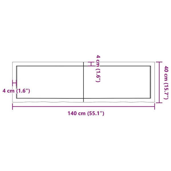 Pöytälevy 140x40x(2-6) cm käsittelemätön täystammi
