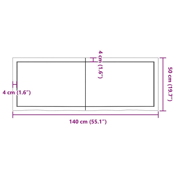 Pöytälevy 140x50x(2-6) cm käsittelemätön täystammi