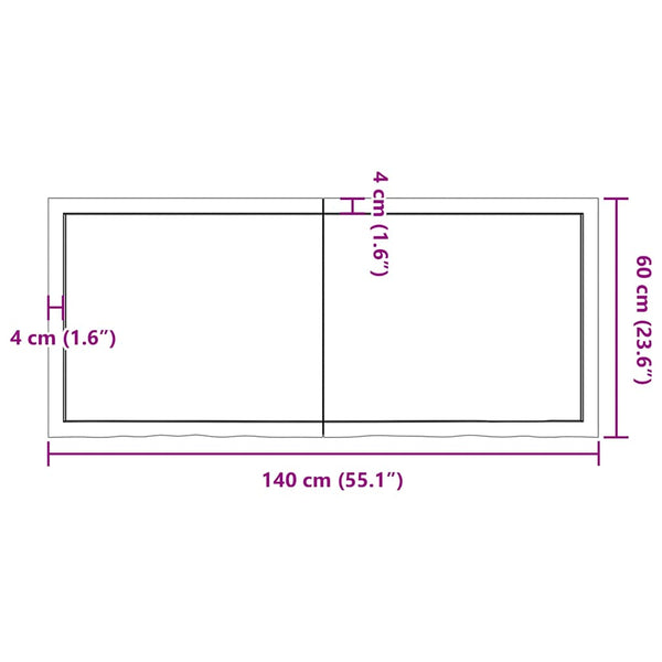 Pöytälevy 140x60x(2-6) cm käsittelemätön täystammi