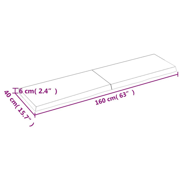 Pöytälevy 160x40x(2-6) cm käsittelemätön täystammi