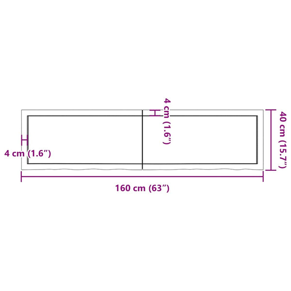 Pöytälevy 160x40x(2-6) cm käsittelemätön täystammi