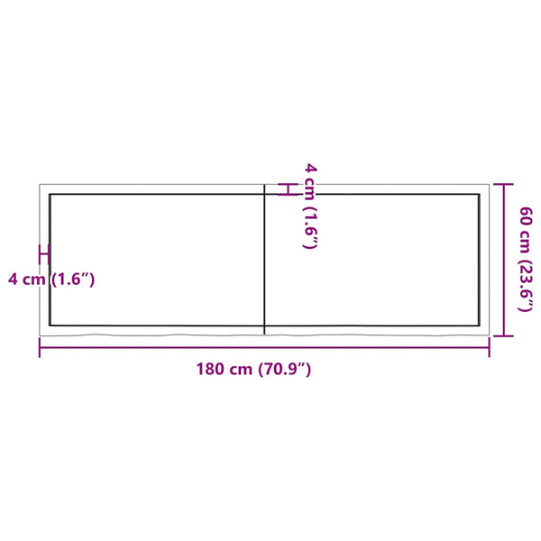 Pöytälevy 180x60x(2-6) cm käsittelemätön täystammi