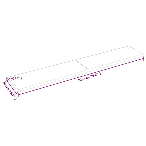 Pöytälevy 220x40x(2-4) cm käsittelemätön täystammi