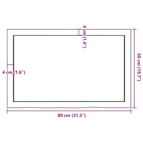 Pöytälevy vaaleanruskea 80x50x(2-6) cm käsitelty täystammi