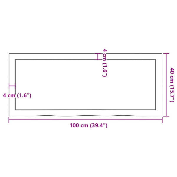 Pöytälevy vaaleanruskea 100x40x(2-4) cm käsitelty täystammi