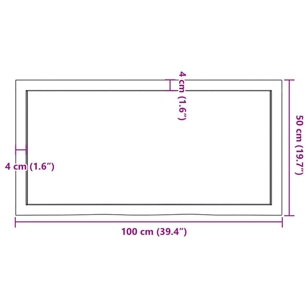 Pöytälevy vaaleanruskea 100x50x(2-6) cm käsitelty täystammi