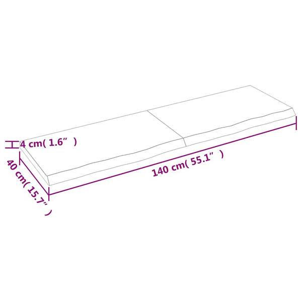 Pöytälevy vaaleanruskea 140x40x(2-4) cm käsitelty täystammi