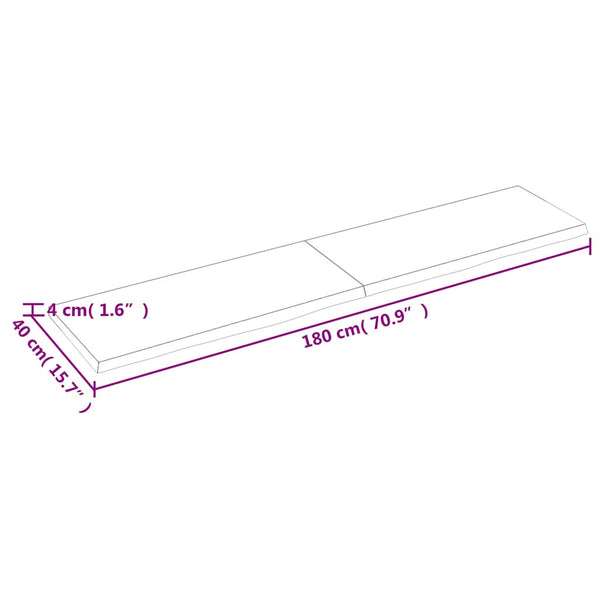 Pöytälevy vaaleanruskea 180x40x(2-4) cm käsitelty täystammi
