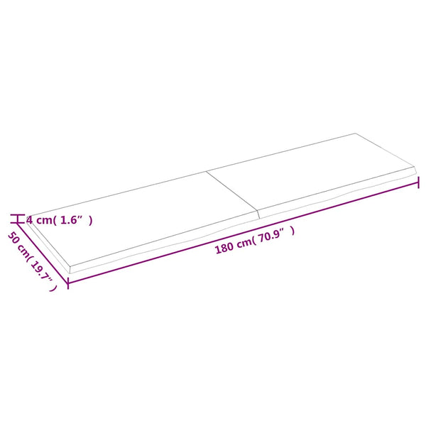 Pöytälevy vaaleanruskea 180x50x(2-4) cm käsitelty täystammi
