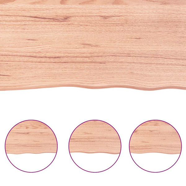 Pöytälevy vaaleanruskea 220x60x(2-6) cm käsitelty täystammi