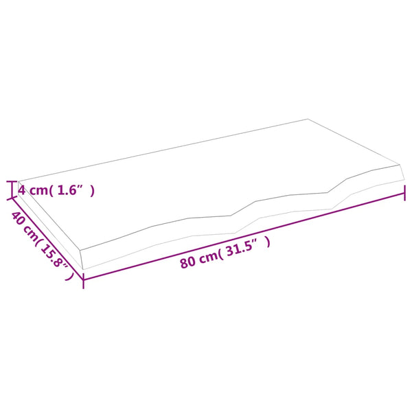 Pöytälevy tummanruskea 80x40x(2-4) cm käsitelty täystammi