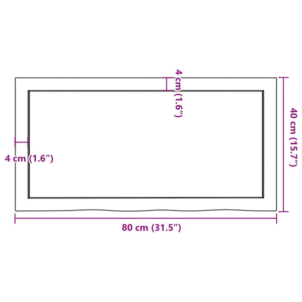 Pöytälevy tummanruskea 80x40x(2-4) cm käsitelty täystammi