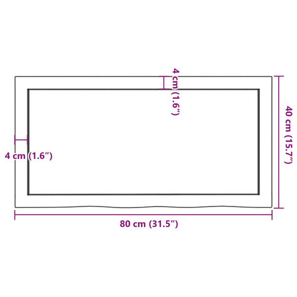 Pöytälevy tummanruskea 80x40x(2-6) cm käsitelty täystammi