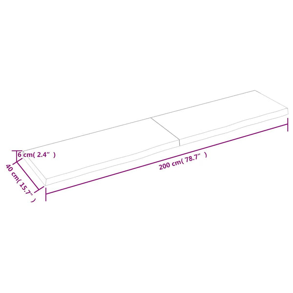 Pöytälevy tummanruskea 200x40x(2-6) cm käsitelty täystammi