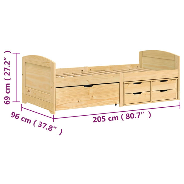 Sohvasänky 5 laatikolla 90x200 cm täysi mänty IRUN