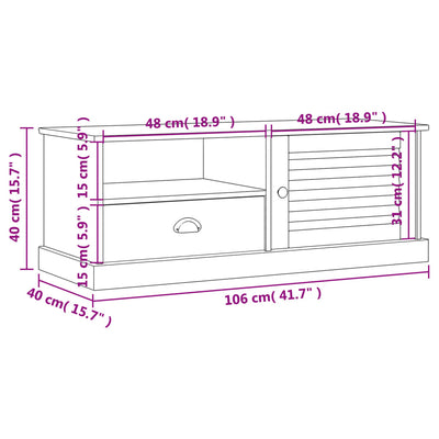 TV-taso VIGO harmaa 106x40x40 cm täysi mänty