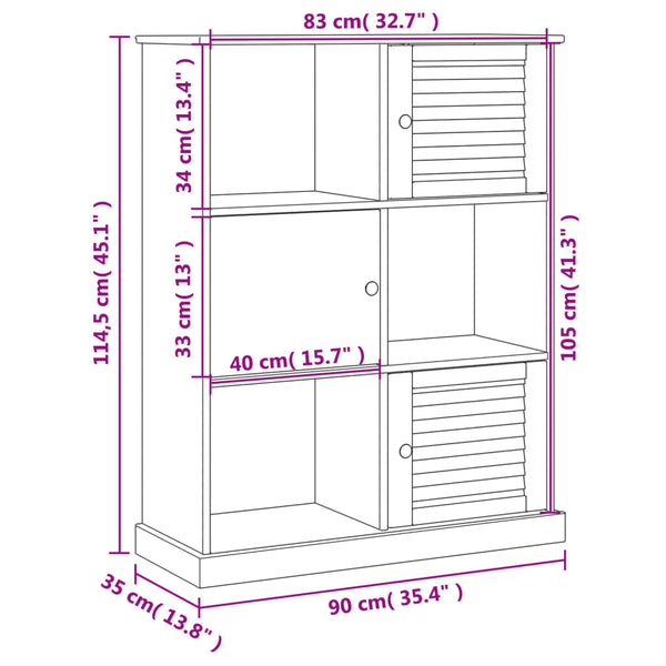 Kirjahylly VIGO 90x35x114,5 cm täysi mänty